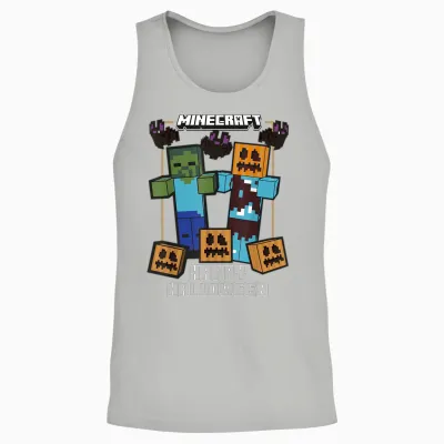 Minecraft Happy Halloween Pumpkin Zombie Fun Unisex Tank Top - Ash