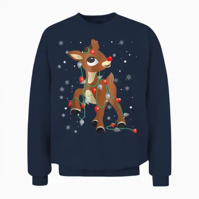 Cute Rudolph the Red Nose Reindeer for Kids Christmas Unisex Sweatshirt - Navy