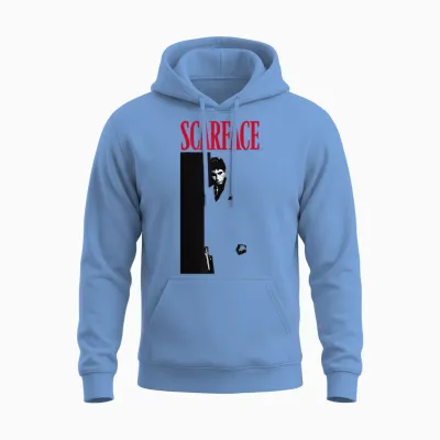 Original Scarface T-Shirt Movie Poster, White, S Unisex Hoodie - Carolina Blue