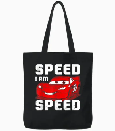 Disney Pixar Cars Lightning Mcqueen Speed I Am Speed Tote Bags - Black