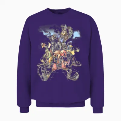 Disney Kingdom Hearts Group Shot Deep Dive Sketch Unisex Sweatshirt - Purple