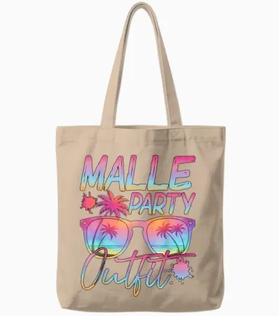 Malle Party Crew Groups Motif Mallorca Party Outfit Tote Bags - Natural