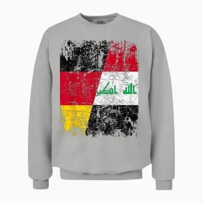 Irak Deutschland Flagge | Damen Herren Kinder | Irak Unisex Sweatshirt - Ash