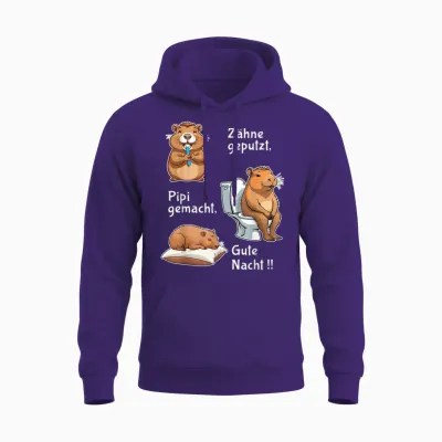 Teeth, Pipi Made Good Night Capybara Sleep Unisex Hoodie - Purple