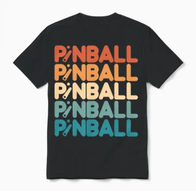 Pinball Retro Style Unisex T-Shirt - Black