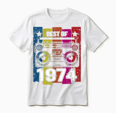 Best of 1974 Stereo Radio Cassette Player Birthday Unisex T-Shirt - White