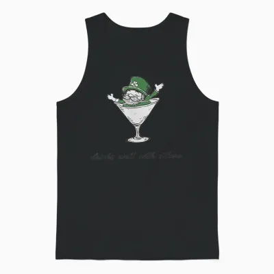 Leprechaun Martini Cocktail St Patrick's Day Unisex Tank Top - Black