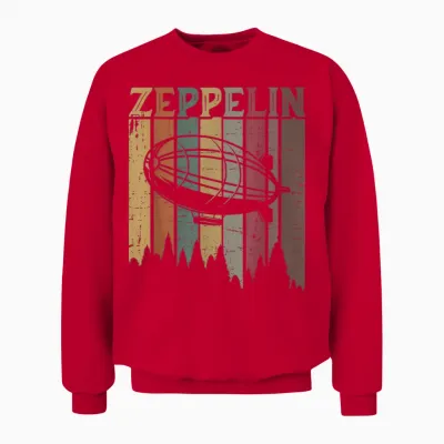 Retro Zeppelin 70s 80s Dirigible Airship Zepelin Zepplin Unisex Sweatshirt - Red