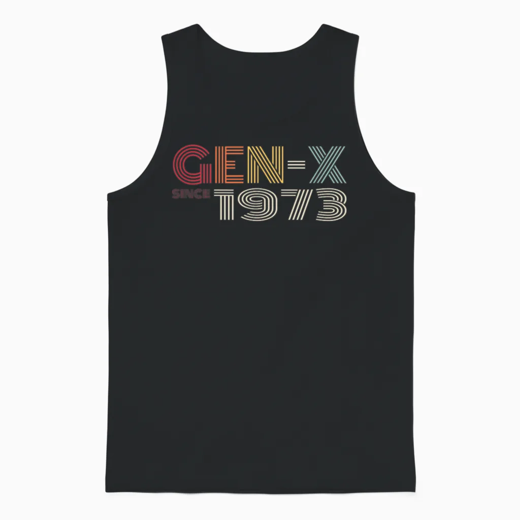 Gen-X Since 1973 Retro Vintage Generation X Look Unisex Tank Top in Black