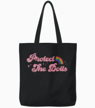 Protect Dolls, Gender Equality, Human Rights, Feminist Tote Bags - Black