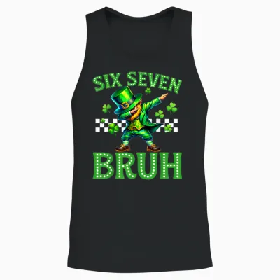 Boys St Patricks Day 67 Leprechaun Dab Six Seven Bruh Unisex Tank Top - Black