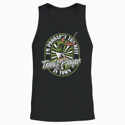 Tennis Funny Unisex Tank Top - Black