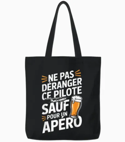 Airplane Aperitif Man Humour Gift Idea Pilot Funny Beer Tote Bags - Black
