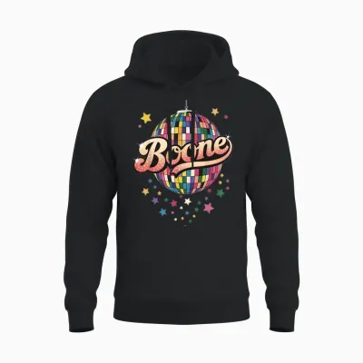 Girl Retro Boone First Name Personalized Heart Unisex Hoodie - Black