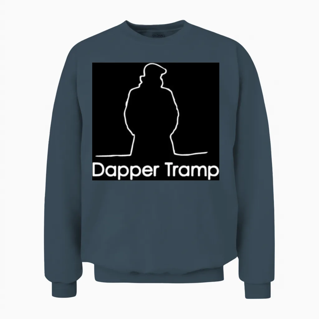 Dapper Tramp Black Logo Print Unisex Sweatshirt in Dark Heather