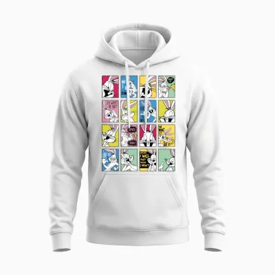 Looney Tunes Bugs Bunny Tiles Unisex Hoodie - White