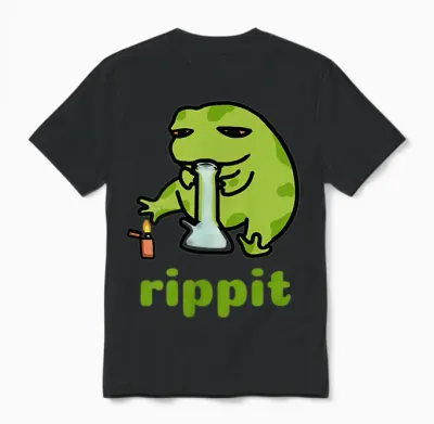Rippit Stoner Frog | Weed, Marijuana Smoker, Cannabis 420 Unisex T-Shirt - Black