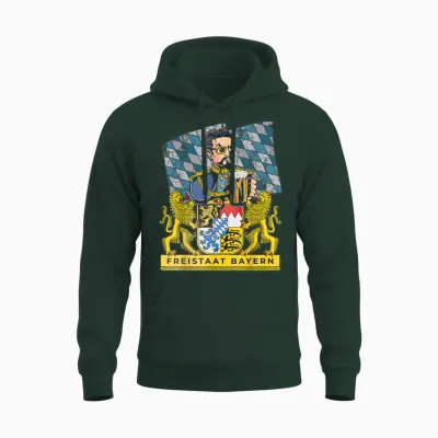 Bayern First - King in the Free State of Bavaria with Ludwig T-Shirt, Black Unisex Hoodie - Forest
