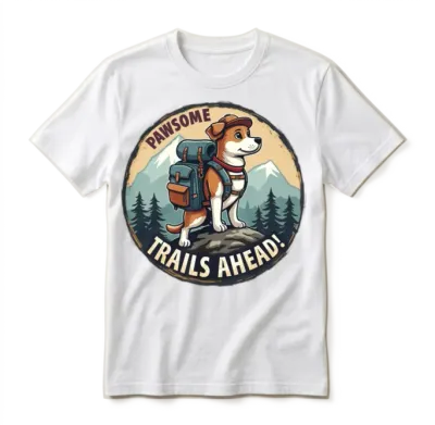 Hiking Buddies - Dog Lover Design Unisex T-Shirt - White