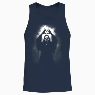 Scary Face Horror Creepy Ghost Heart Hands Halloween Spooky Unisex Tank Top - Navy