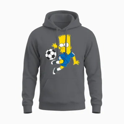 The Simpsons Bart Simpson Soccer Ball Kick Up Unisex Hoodie - Charcoal