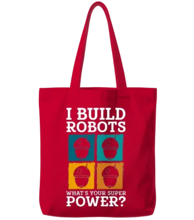 Robot Retro Tote Bags - Red