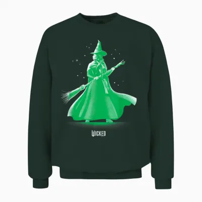 Wicked Unisex-Adults Classic Fit Green Elphaba Pose Tonal Unisex Sweatshirt - Forest