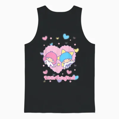 Little Twin Stars Retro Logo Valentine Unisex Tank Top - Black