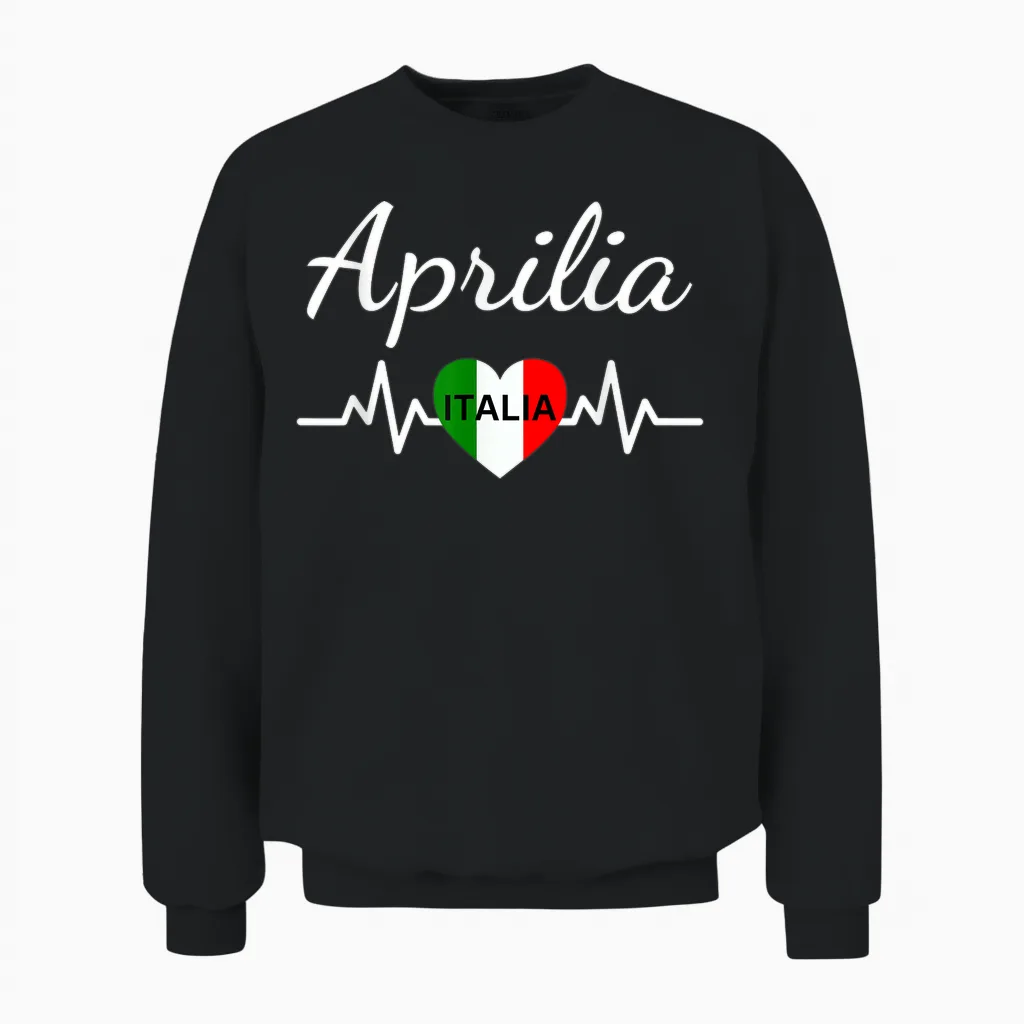 Italian Flag Aprilia - Matching Italian Souvenir T-Shirt, Black, S Unisex Sweatshirt in Black