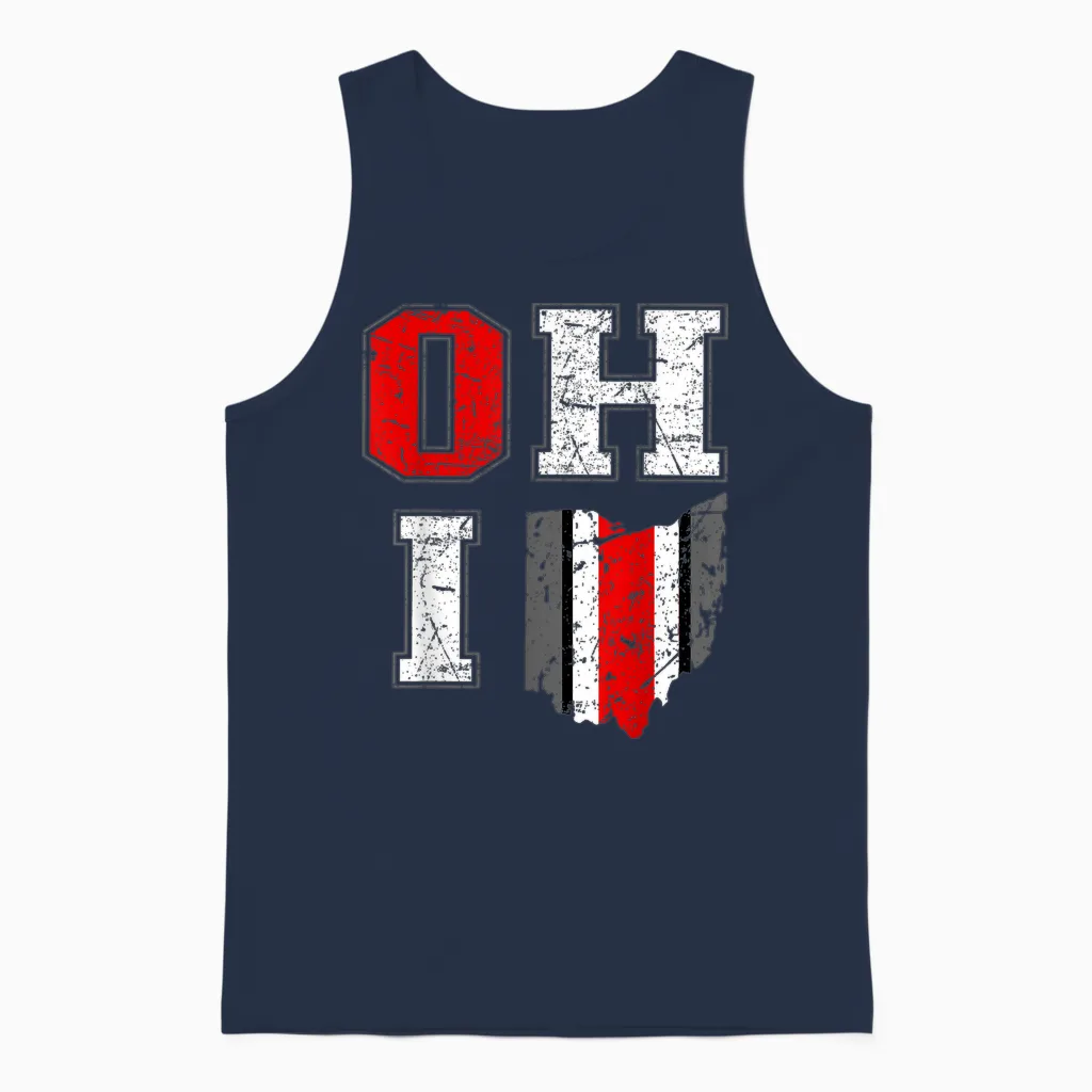 Vintage Ohio Tee State of Ohio Map Women Men Unisex Tank Top in Navy