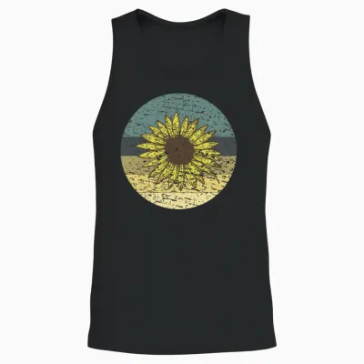 Retro Sunflower Unisex Tank Top - Black