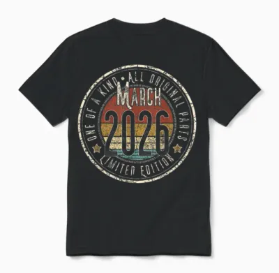 - 1er Anniversaire Vintage Mars 2026 Retro Limited Edition Unisex T-Shirt - Black