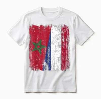 Half Dutch Moroccan Flag T-Shirt, Black, S Unisex T-Shirt - White
