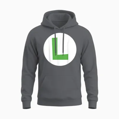 Nintendo Super Mario Luigi Icon Costume Unisex Hoodie - Charcoal
