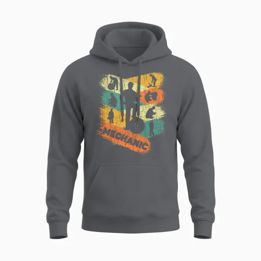 Retro Mechanic Unisex Hoodie - Charcoal