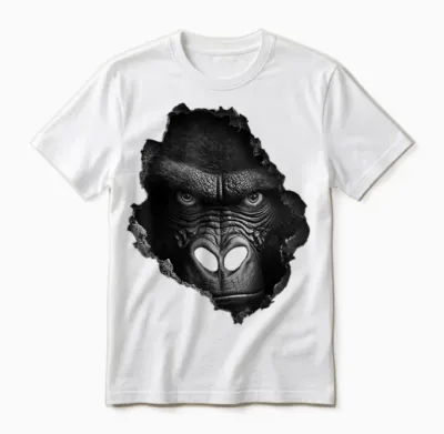 @n!mal Gorilla Gesicht Wand Tier Druck Kunst Tierliebhaber Gorilla T-Shirt Damen & Herren Schwarz Klein Eu 38-40 Unisex T-Shirt - White