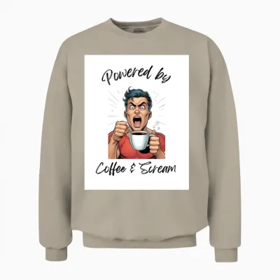 Powered by Coffee & Scream Unisex Sweatshirt - Sand
