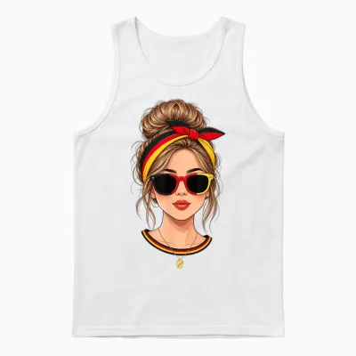 Messy Bun Deutsche Mädchen Deutschland Flagge Sonnenbrille Sommer Unisex Tank Top - White