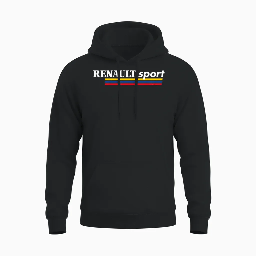 Renault Sport 1980s Voiture Logo Retro Unisex Hoodie in Black