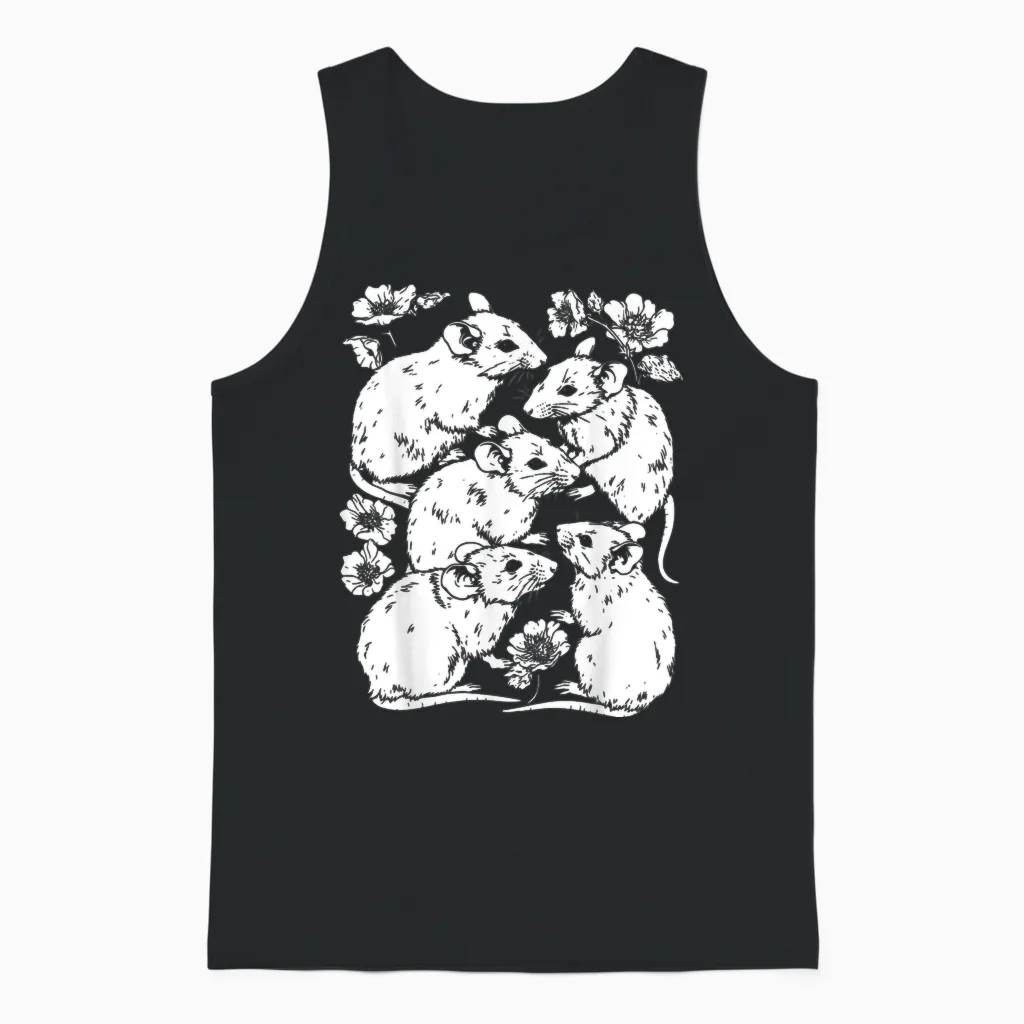 Cute Rats | Ratcore Rat | Pastel Goth Gothic Grunge Punk Unisex Tank Top in Black