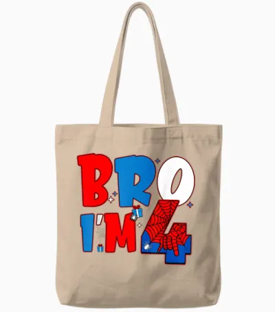 Bro I’m 4 Spider Theme Party Boy Birthday 4th Years Old Tote Bags - Natural
