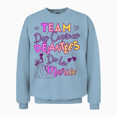 Women's Team Crazy Girlfriends of the Bride T-Shirt Evjf T-Shirt, White Unisex Sweatshirt - Light Blue
