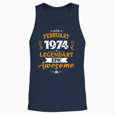 February 1974 Legendary Birthday Present Unisex Tank Top - Navy