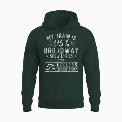 My Brain Is 95% Broadway Lyrics - Actor Theatre Musical T-Shirt Small Unisex Hoodie - Forest