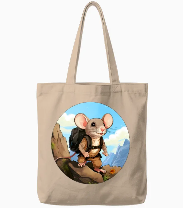 Mouse Hiking / Mountaineering Mice Tote Bags in Natural