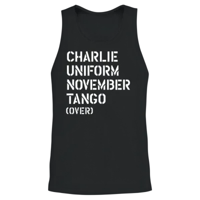 Charlie Uniform November Tango Over Military Unisex Tank Top - Black