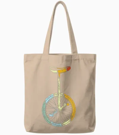 Unicycle Retro Tote Bags - Natural