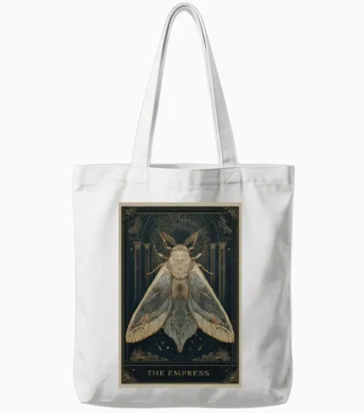 The Empress Tarot Moth Tote Bags - White