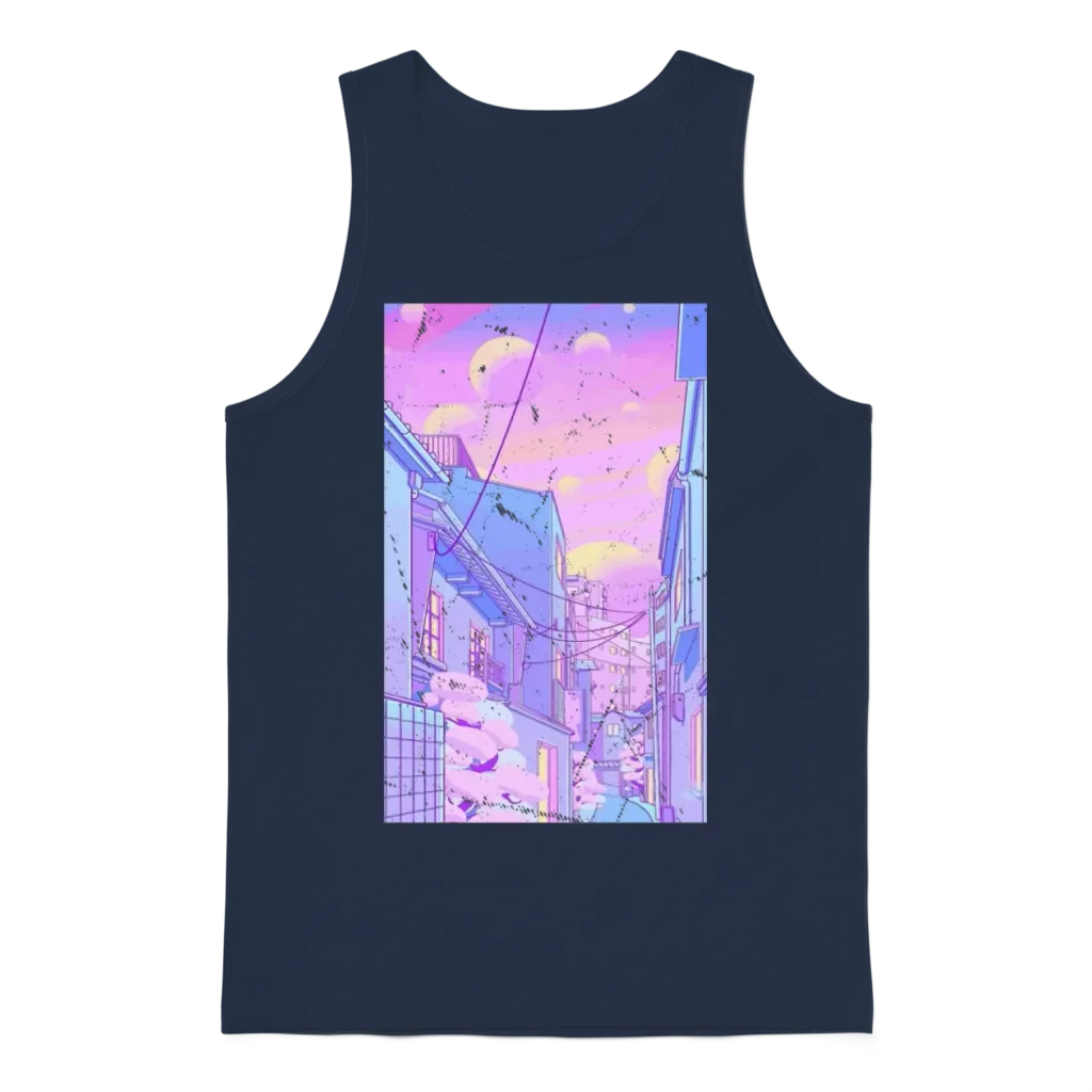 Vaporwave Aesthetic Unisex Tank Top - Navy