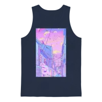 Vaporwave Aesthetic Unisex Tank Top - Navy – 1